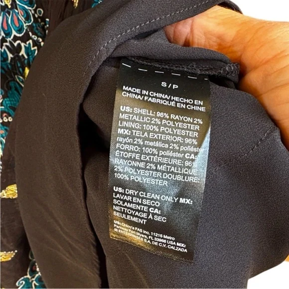 EUC White House Black Market Black
Floral Metallic Dot Smocked Waist Dress Small - Picture 7 of 11